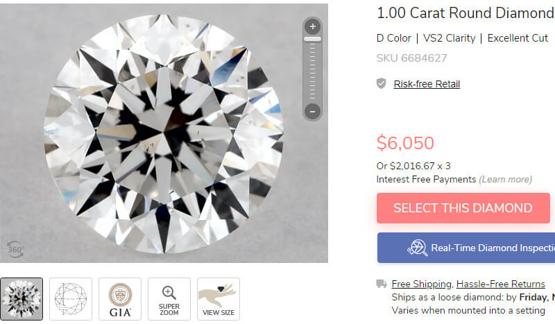 مقایسه قیمت الماس با رنگ D