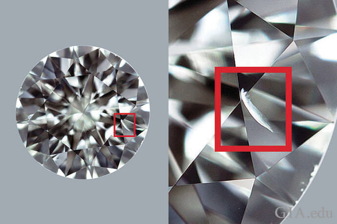 الماس دارای درجه پاکی VS2 اینکلوژن پَر feather 