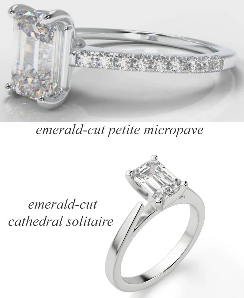 راهنمای خرید بهترین حلقه انگشتر الماس الماس با تراش امرالد زمردی مستطیلی