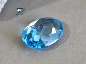 نگین توپاز آبی بیضی طبیعی 3 قیراط - تصویر 3