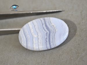 عقیق آبی نواری تراش بیضی 3.5 گرم - تصویر 3