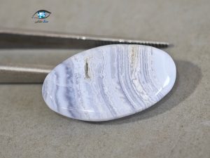 عقیق آبی نواری بیضی طبیعی 3 گرم - تصویر 3